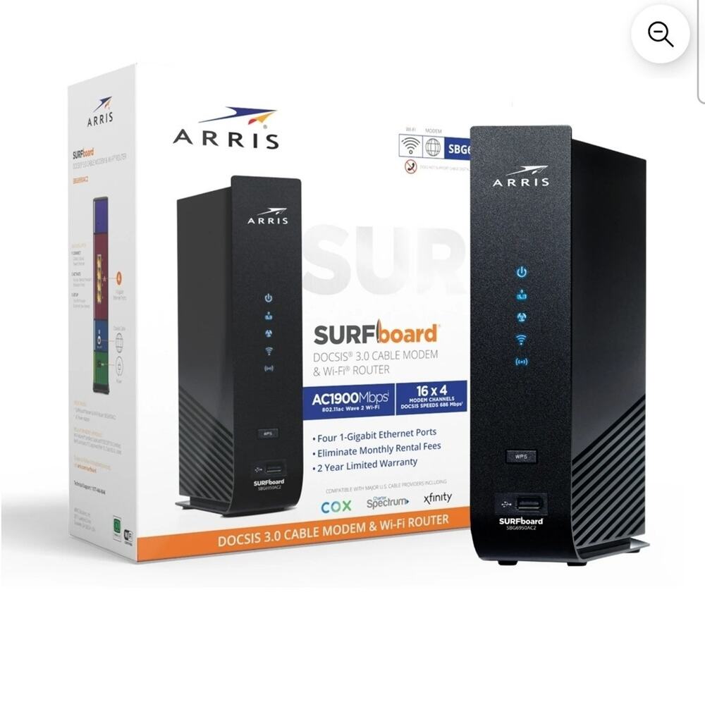 ARRIS SURFboard (16x4) DOCSIS 3.0 Cable Modem/ AC1900 Dual-Band Wi-Fi Router,...